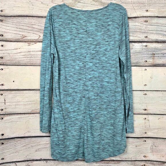 Vanity XL Teal Space Dye V Neck Long Sleeve Tunic - Picture 7 of 8